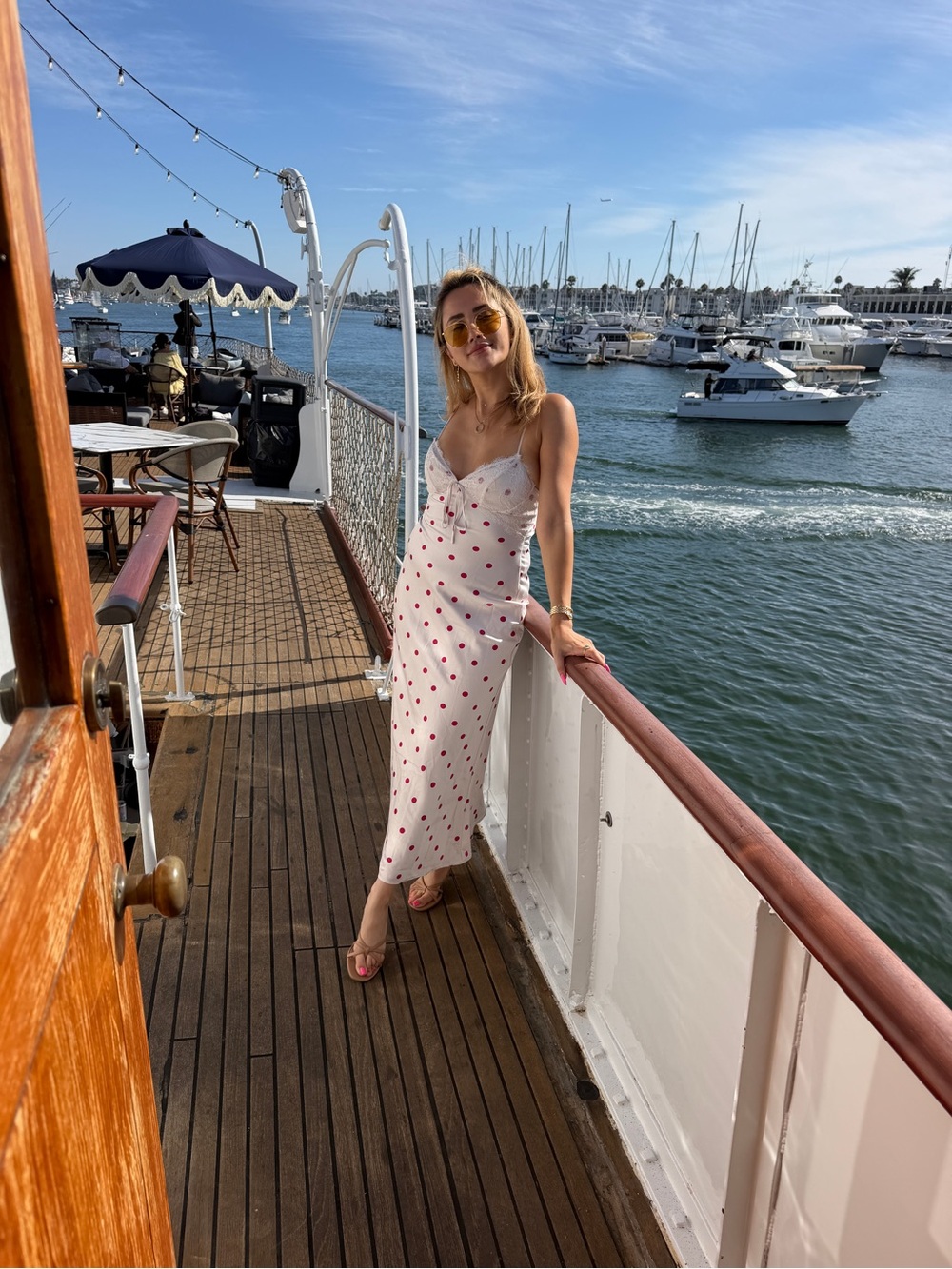 Jessica Simpson White Slip Skirt with Pink Red Polka Dots